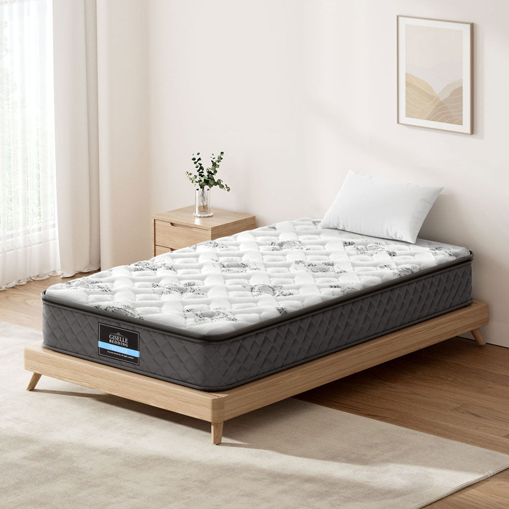 Single Pillow Top Bonnell Spring Mattress 24cm Medium Firm Bed