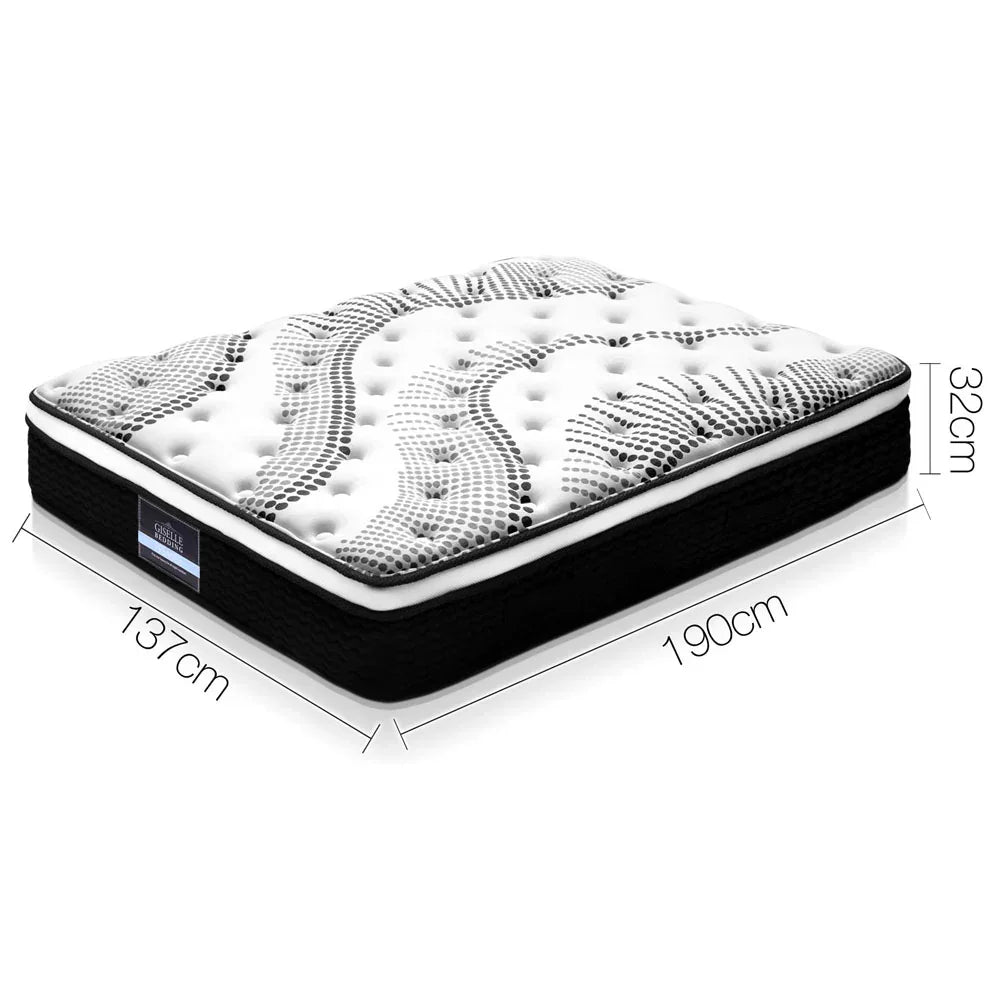 Double Euro Top Mattress 32cm Pocket Spring Medium Firm 5 Zone