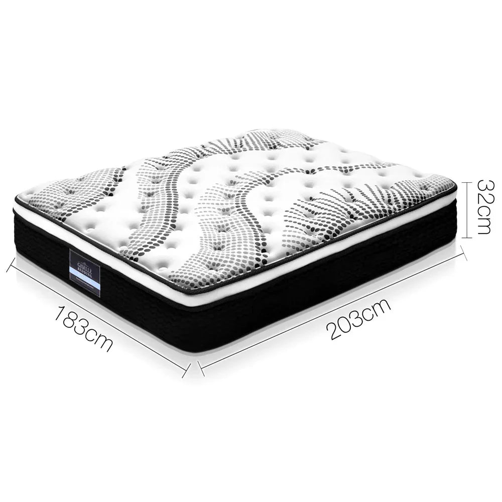 King Euro Top Mattress 32cm Plush Pocket Spring 5 Zone Medium