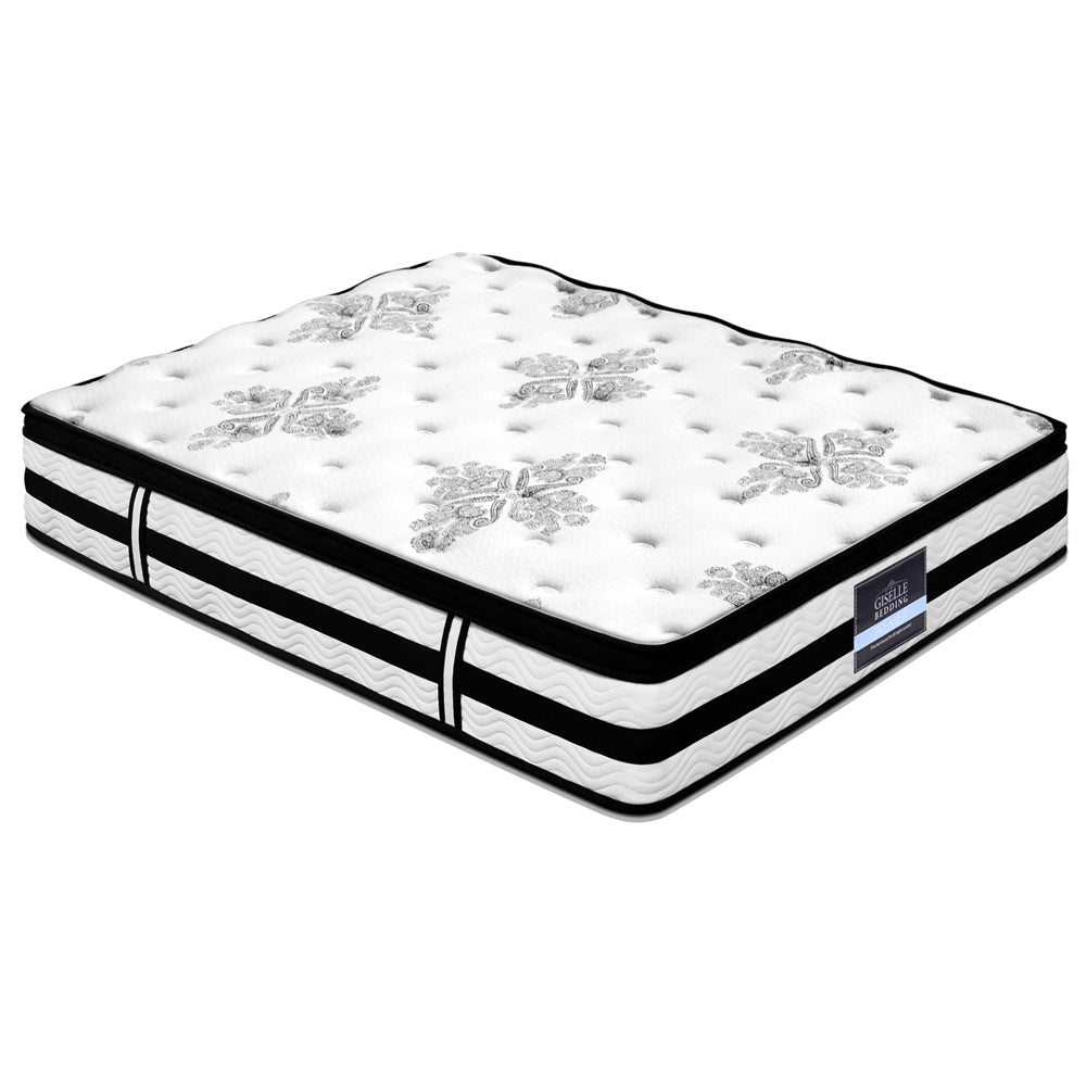 Queen Euro Top Mattress 34cm Pocket Spring 5 Zone Medium Firm