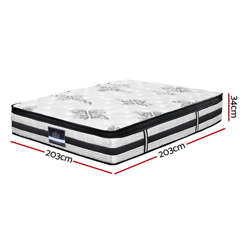 34cm Super King Mattress Euro Top 5 Zone Pocket Spring Medium Firm