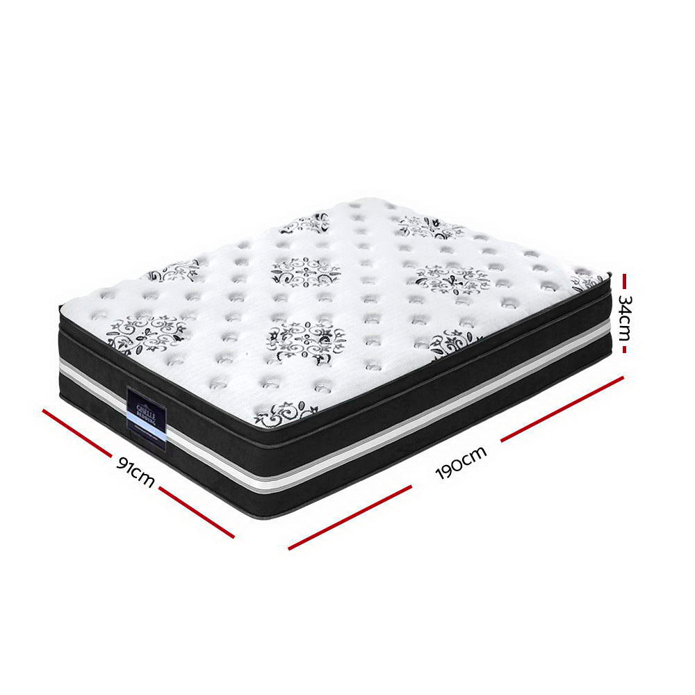 Donegal Euro Top Mattress Single 34cm Medium Firm Pocket Spring