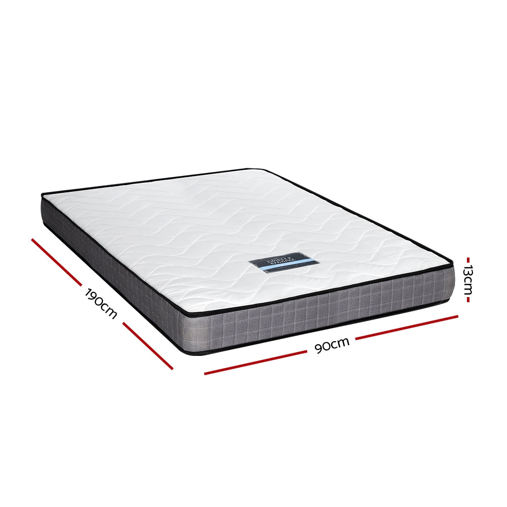 Alessio 13cm Medium‑Firm Bonnell Spring Mattress – Single, Hypoallergenic