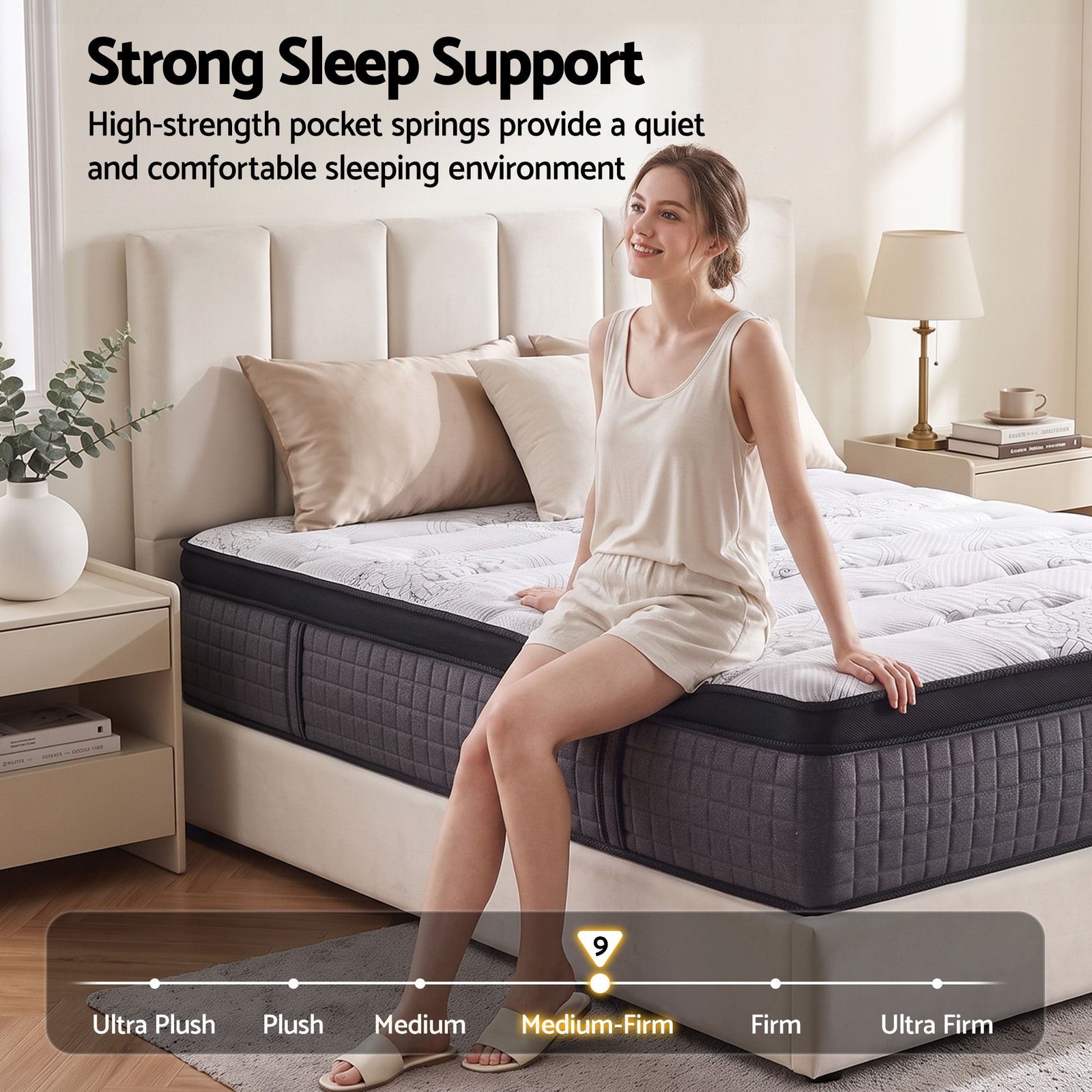 Marc Series Euro Top Mattress King 9-Zone Pocket Spring 34cm Medium Firm
