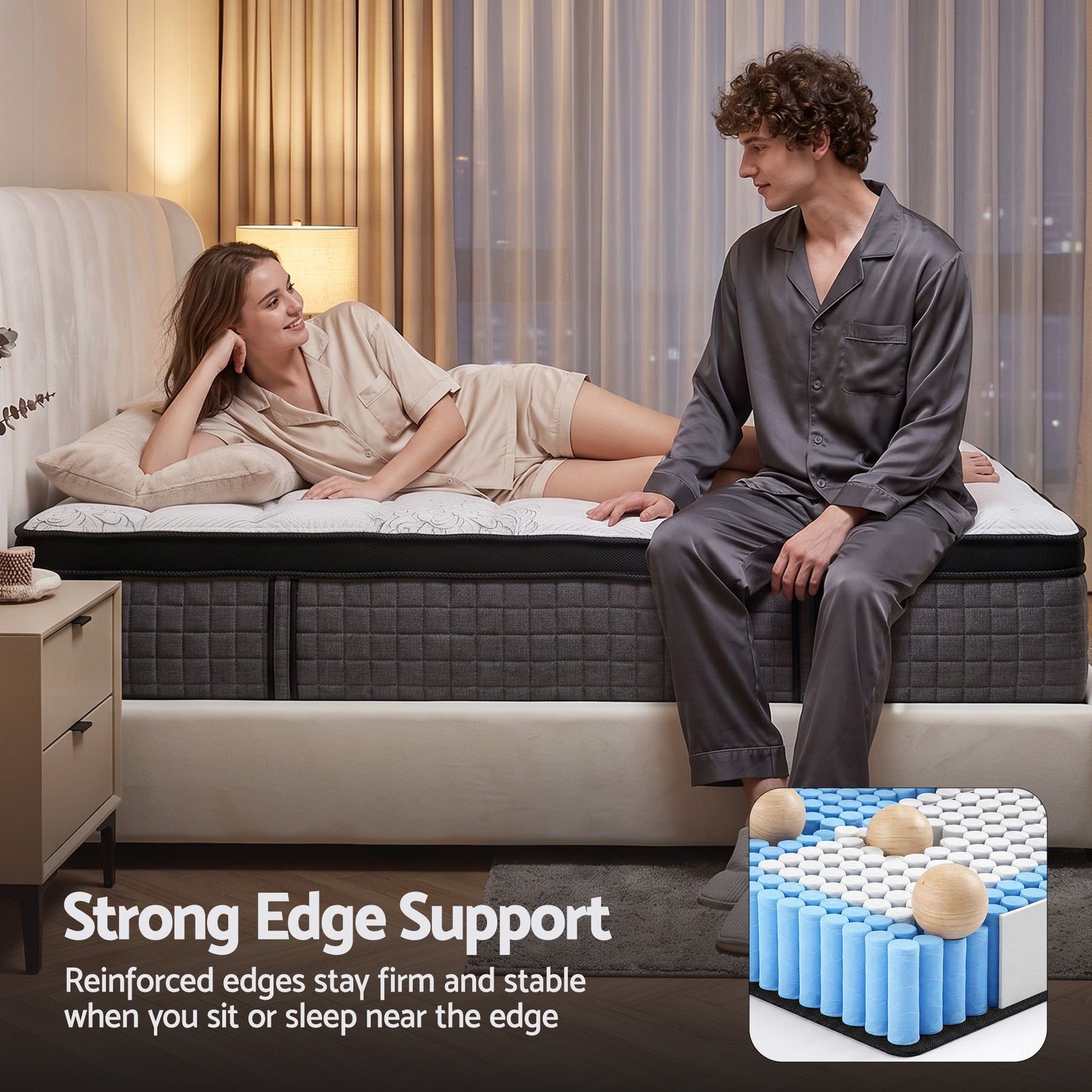 Marc Series Euro Top Mattress King 9-Zone Pocket Spring 34cm Medium Firm