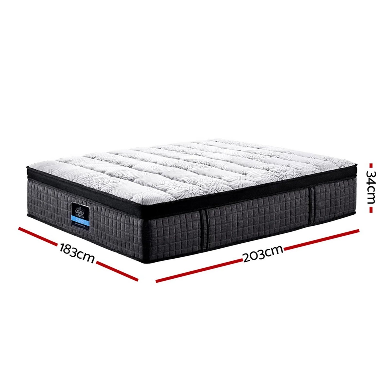 Marc Series Euro Top Mattress King 9-Zone Pocket Spring 34cm Medium Firm