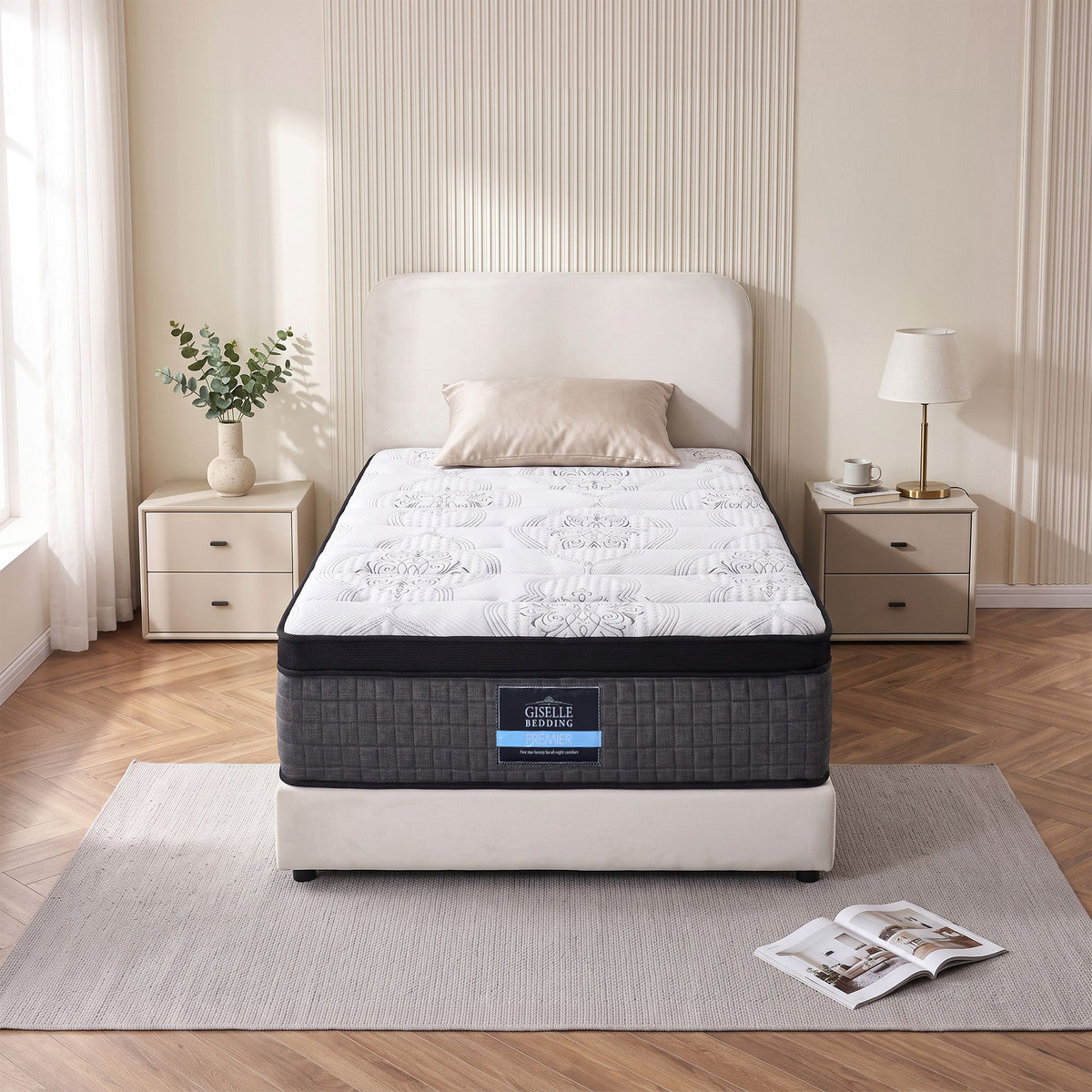 Marc Series Euro Top King Single Mattress 34cm 9 Zone Pocket Spring Medium Firm