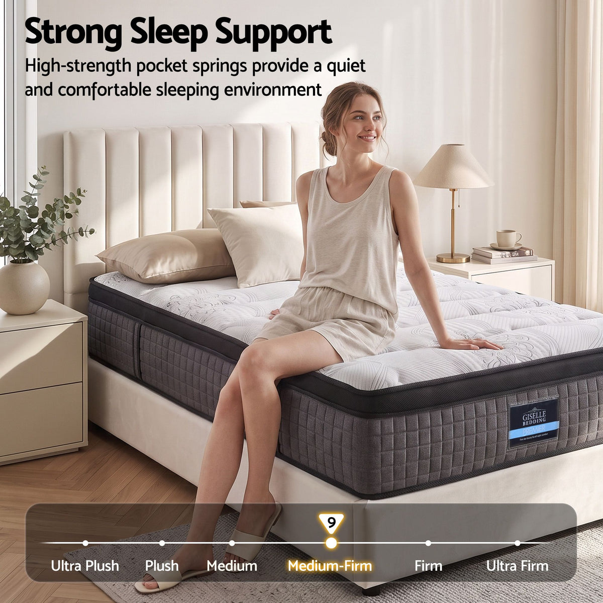 Marc Series Euro Top King Single Mattress 34cm 9 Zone Pocket Spring Medium Firm