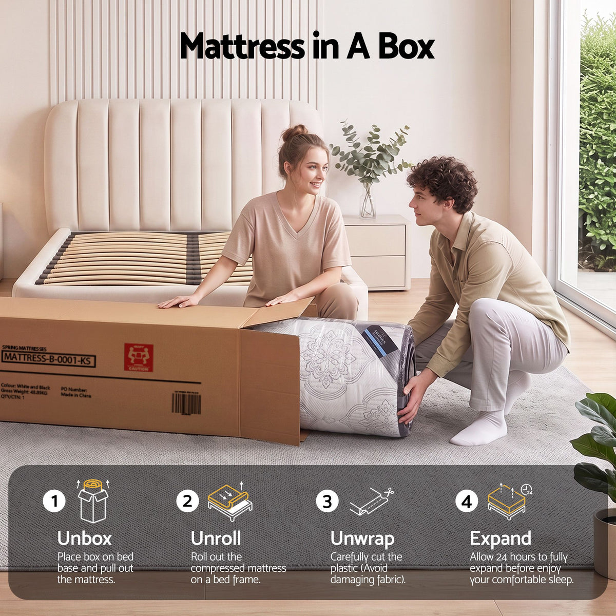 Marc Series Euro Top King Single Mattress 34cm 9 Zone Pocket Spring Medium Firm