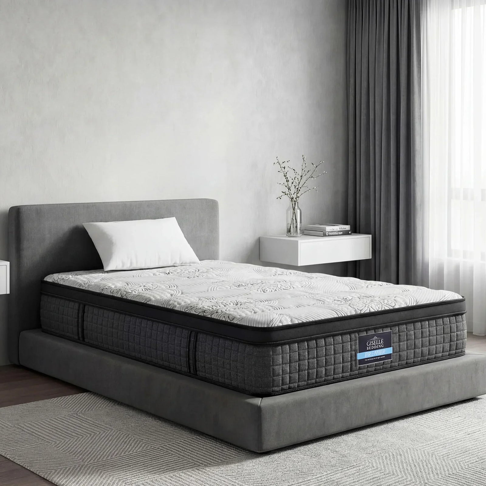 Marc Series Euro Top King Single Mattress 34cm 9 Zone Pocket Spring Medium Firm