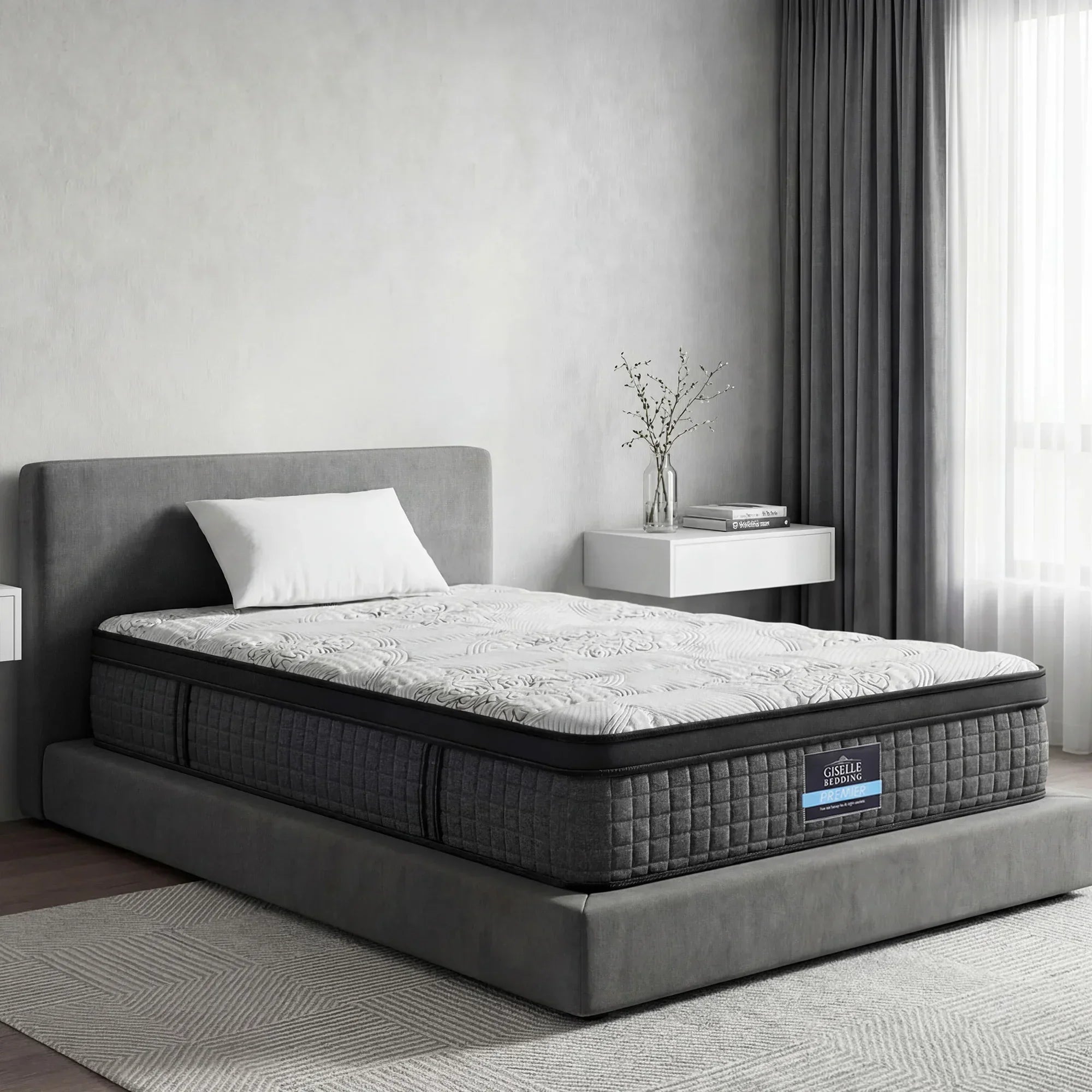 Marc Series Euro Top Single Mattress 34cm 9 Zone Pocket Spring Medium Firm