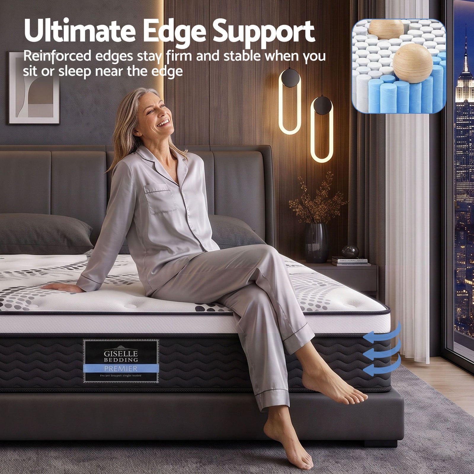 32cm Euro Top Super King Mattress Medium Firm Pocket Spring Como Series