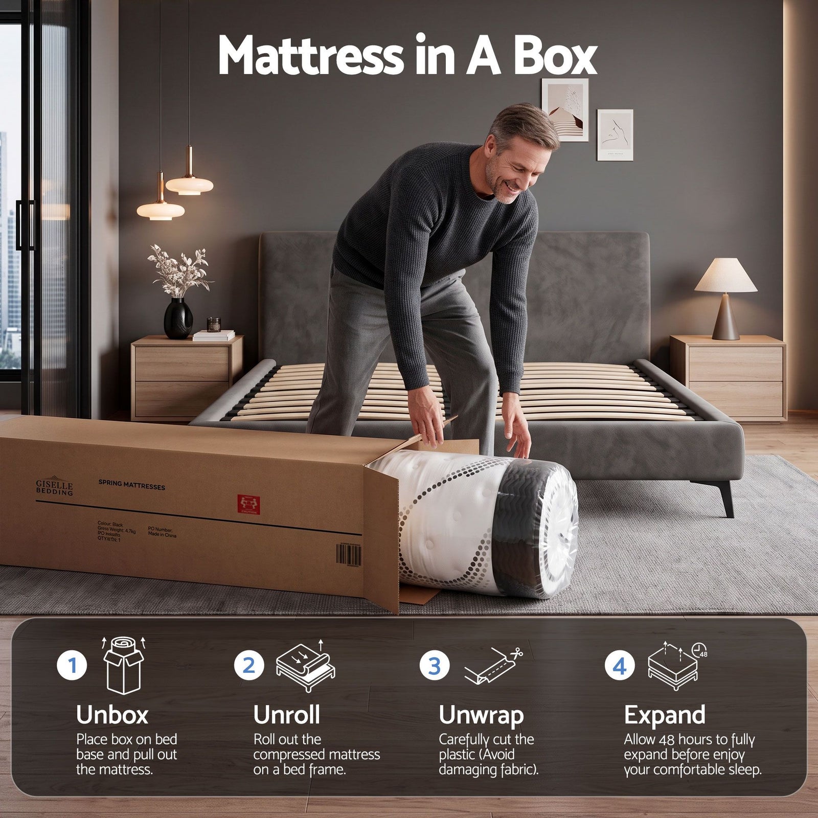 32cm Euro Top Super King Mattress Medium Firm Pocket Spring Como Series