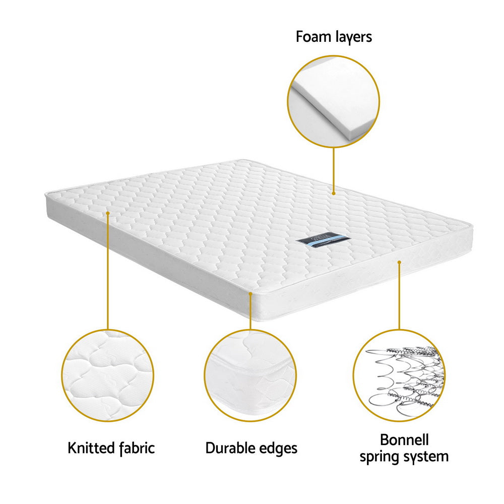 Queen Mattress 13cm Bonnell Spring Medium Firm Tight Top Bed