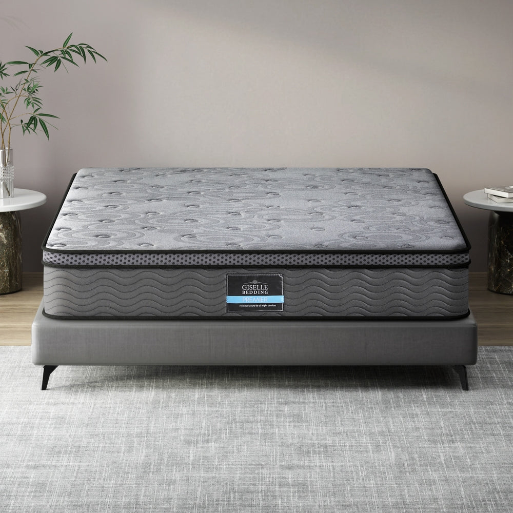 26cm Double Mattress Euro Top Pocket Spring Memory Foam Grey