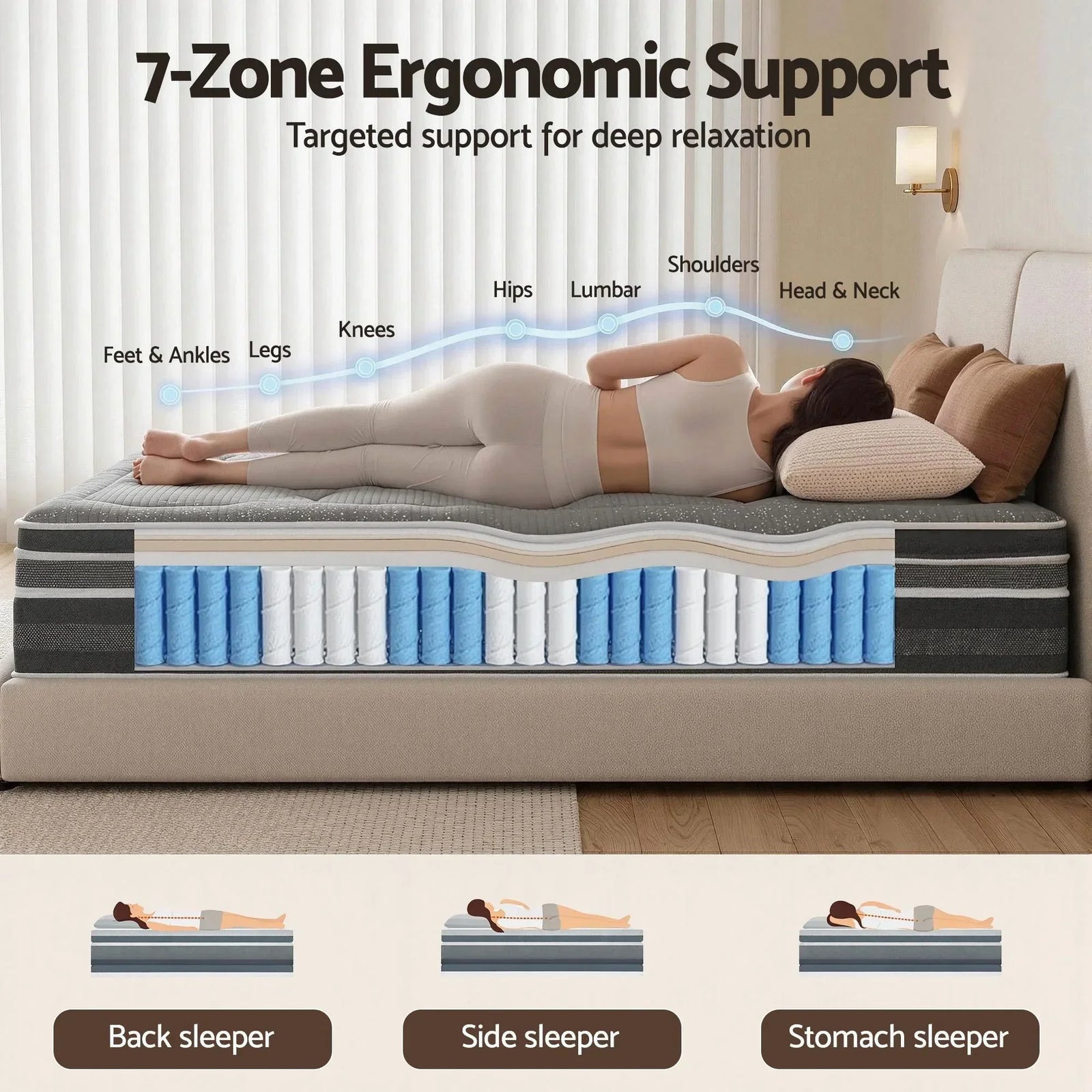 Giselle Mattress 35cm Hybrid Pocket Spring Euro Top Double