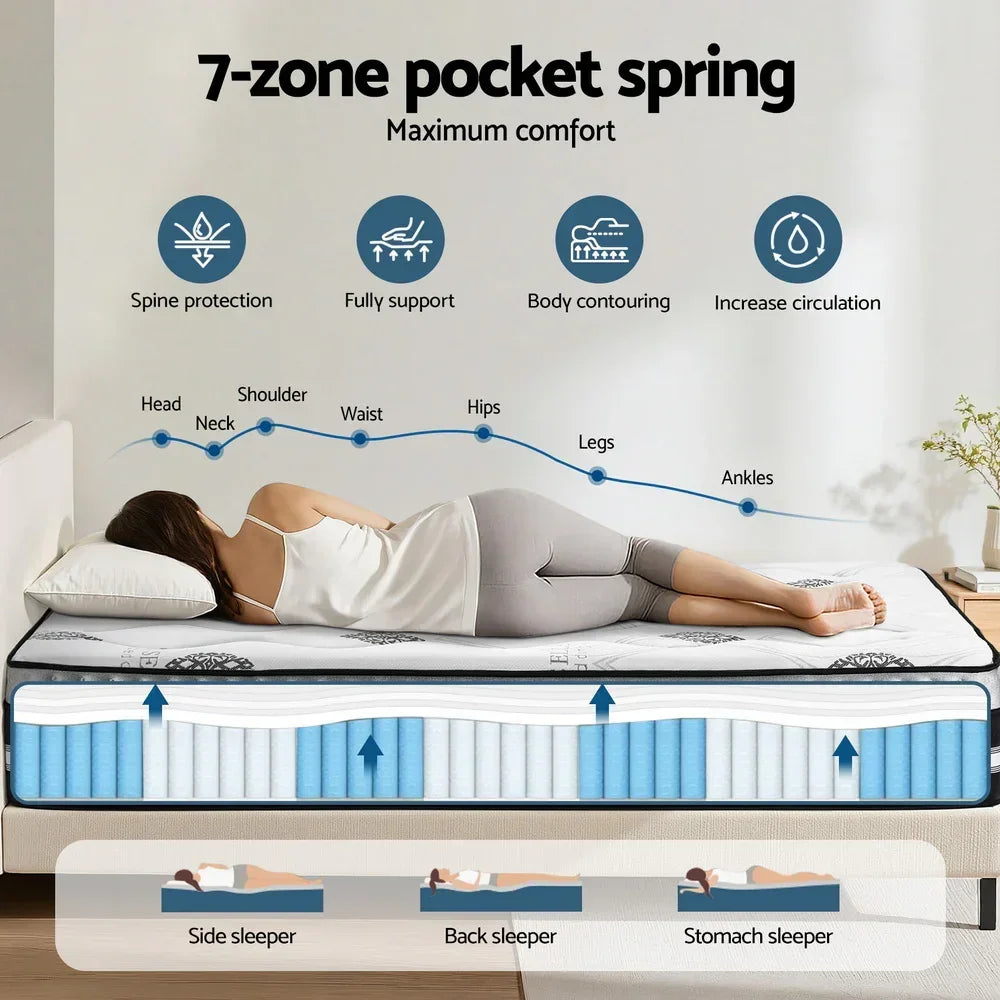 Double Mattress 35cm Bed in a Box Pocket Spring Gel Memory Foam