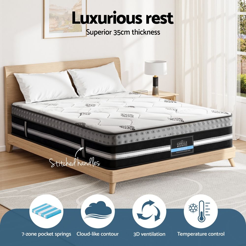 King Mattress 35cm Bed in a Box Pocket Spring Gel Memory Foam