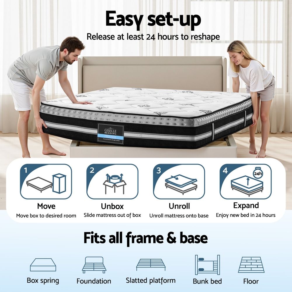 King Mattress 35cm Bed in a Box Pocket Spring Gel Memory Foam
