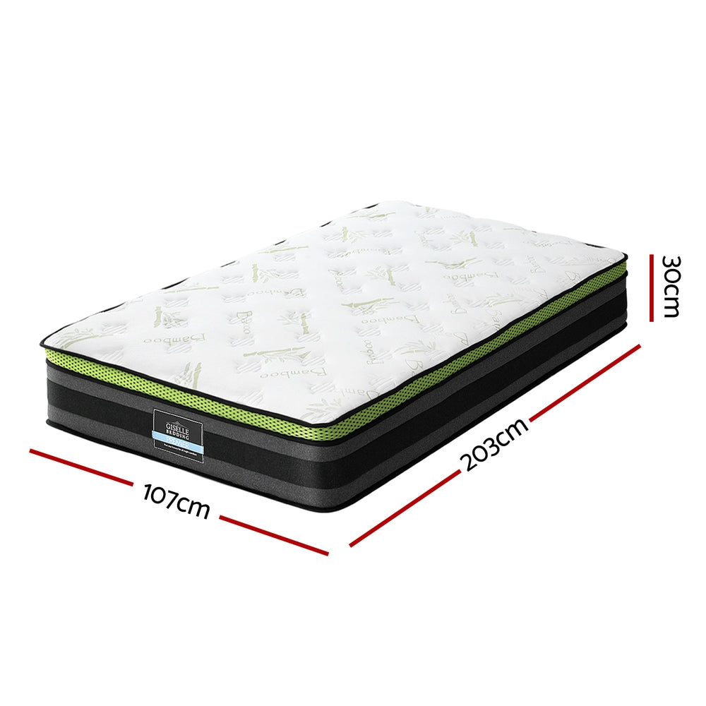 King Single Mattress 30cm Cool Gel Memory Foam Pocket Spring Medium Firm