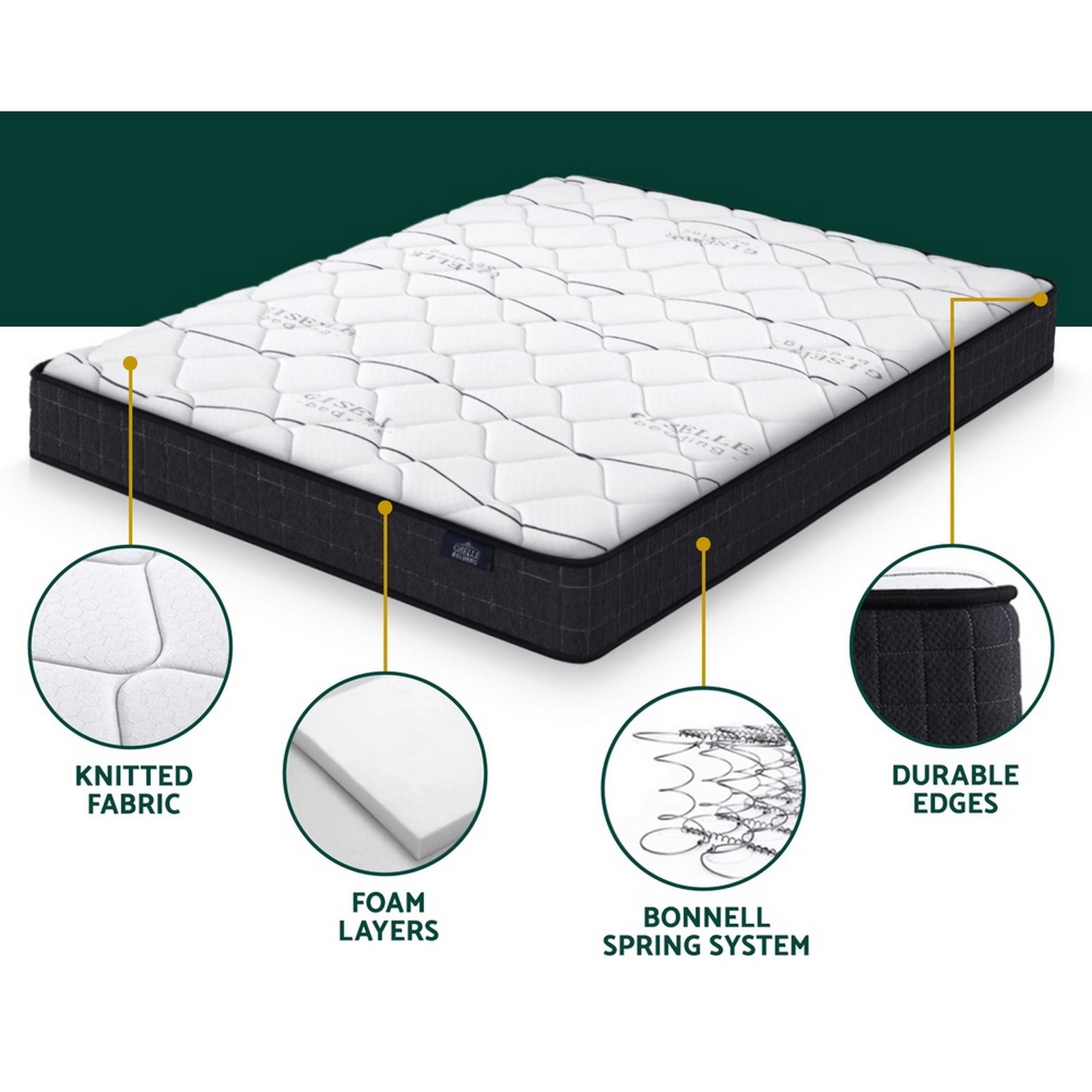 Glay Series Bonnell Spring Mattress – Medium Firm Support & Quilted Top King