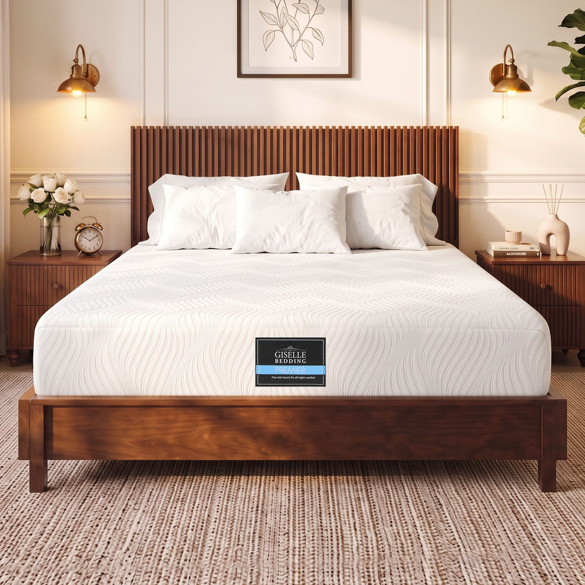 Giselle Queen Hybrid Mattress 25cm Pocket Spring Gel Foam Firm Edge Support