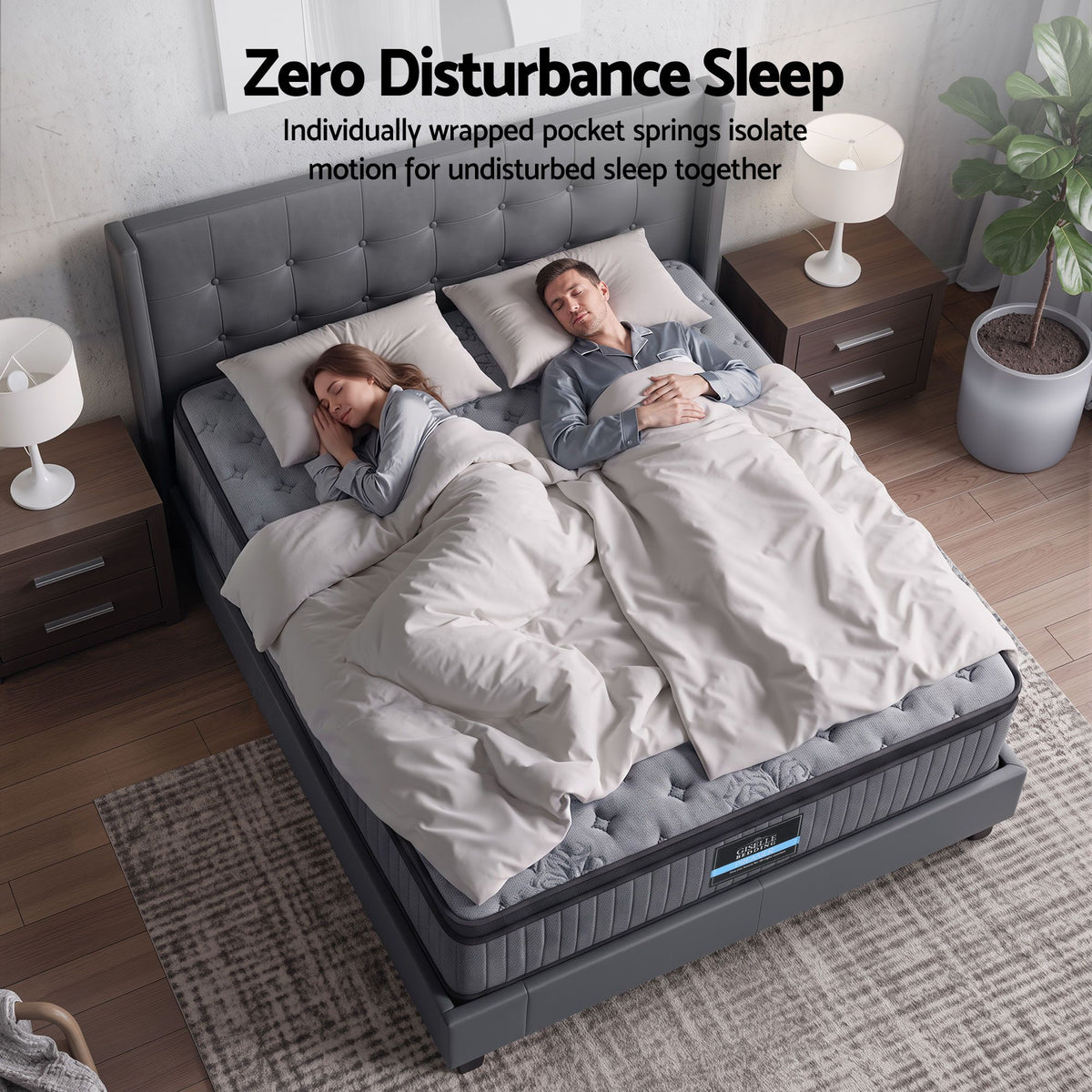 34cm Queen Mattress Euro Top Gel Memory Foam Pocket Spring Grey