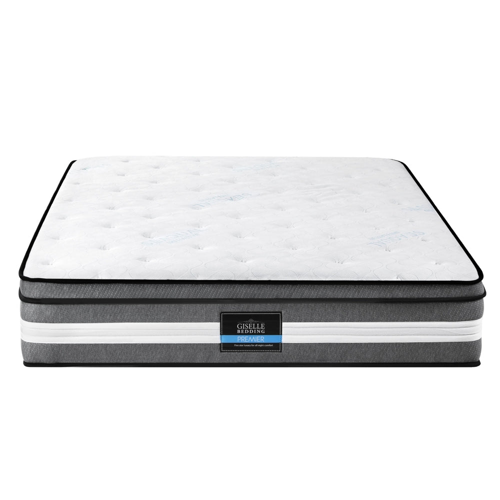 King 30cm Gel Memory Foam Pocket Spring Mattress Medium Firm Seaqual Cover