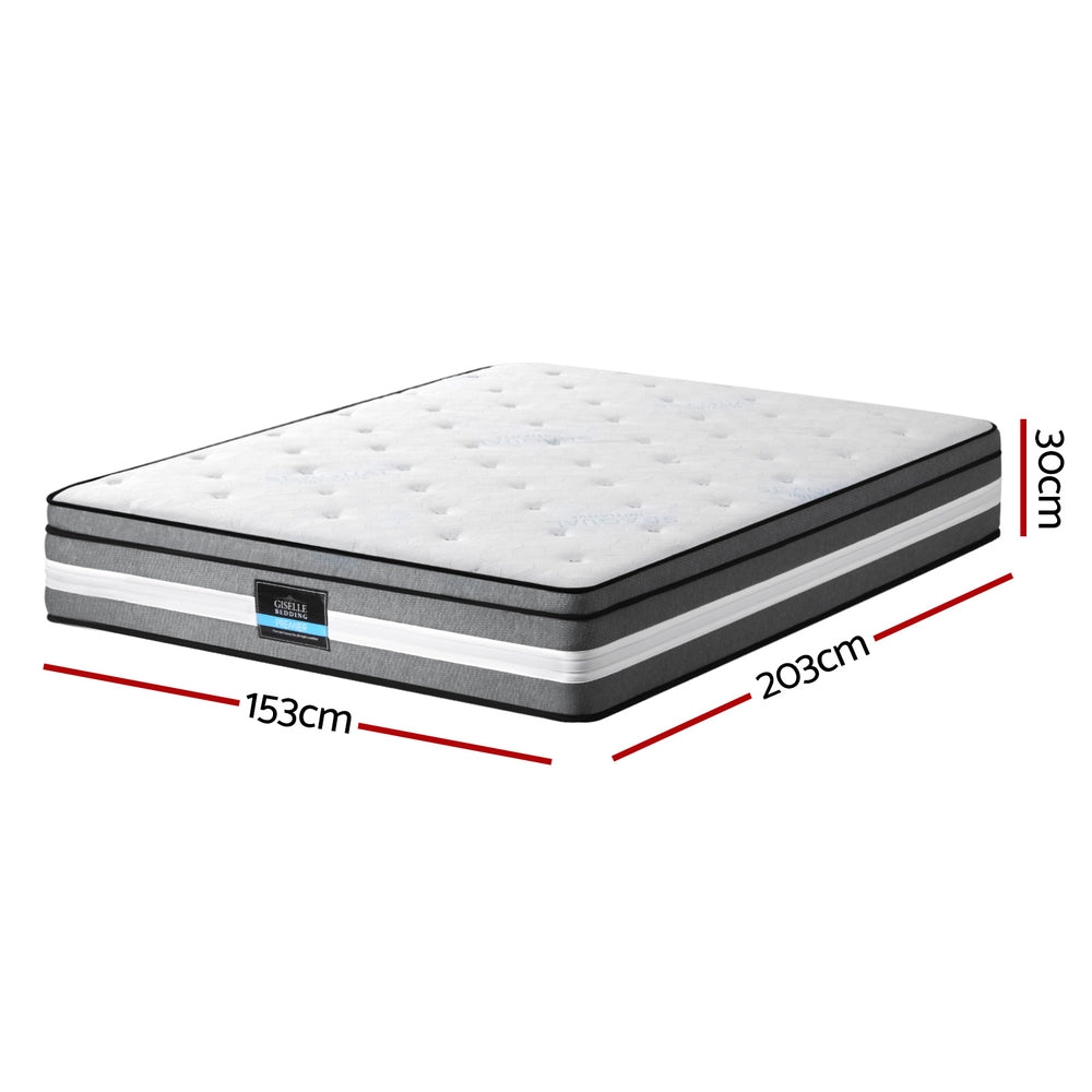 Queen 30cm Gel Memory Foam Pocket Spring Mattress Medium Firm Seaqual Cover