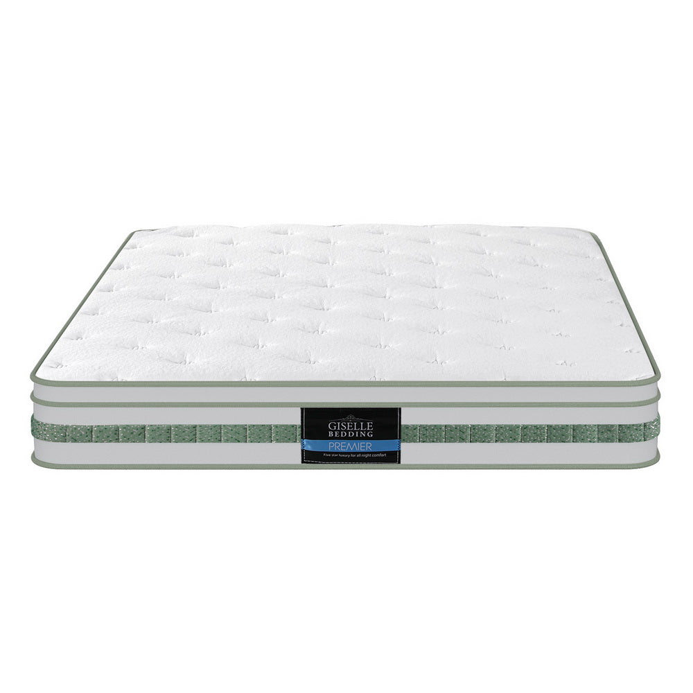 Double 20cm Green Tea Foam Pocket Spring Mattress Medium Firm Bamboo Cover