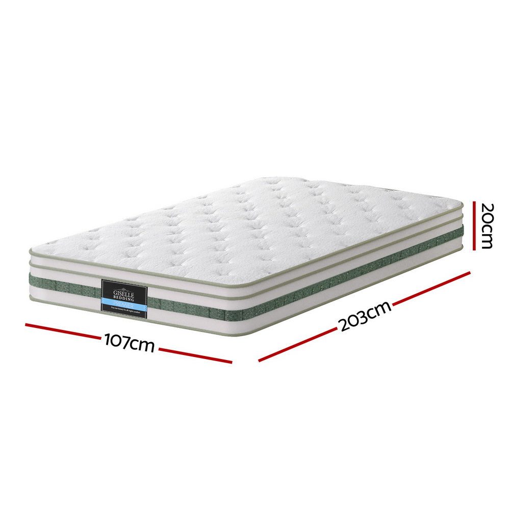 King Single 20cm Green Tea Foam Pocket Spring Mattress Medium Firm Bamboo