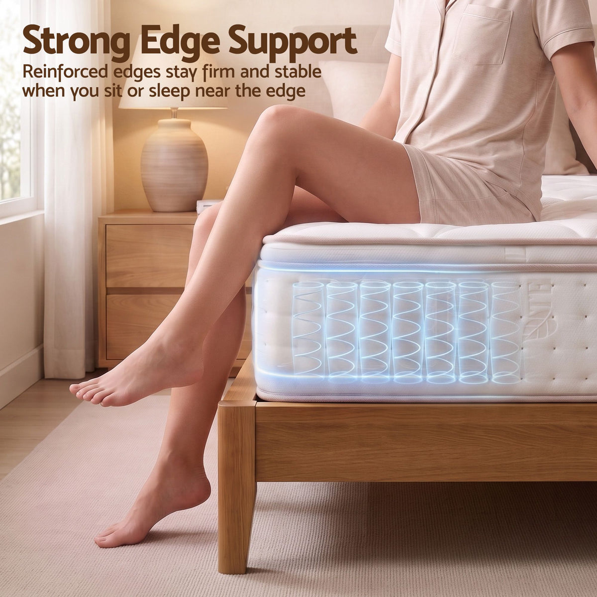 Giselle 30cm King Single Spring Mattress Tencel Cover 5-Zone Firm Back Support