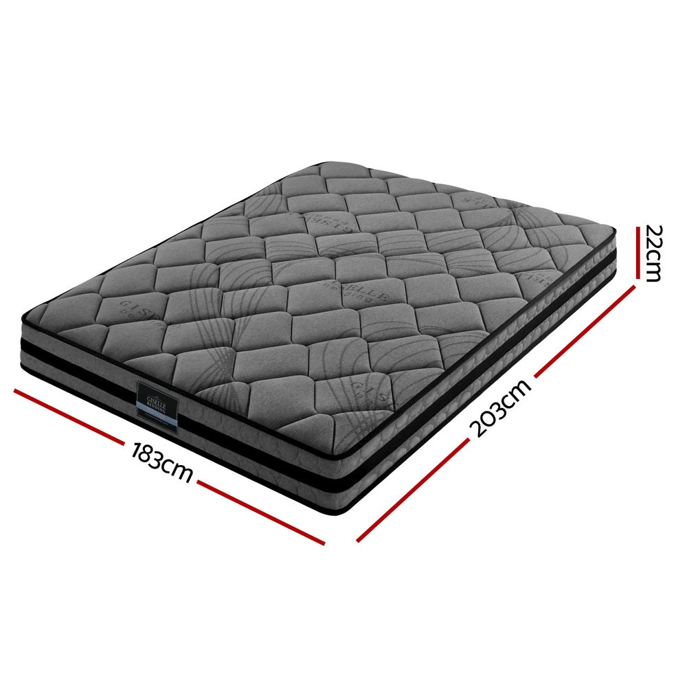 22cm King Mattress Pocket Spring Medium Firm 5-Zone Support Bed