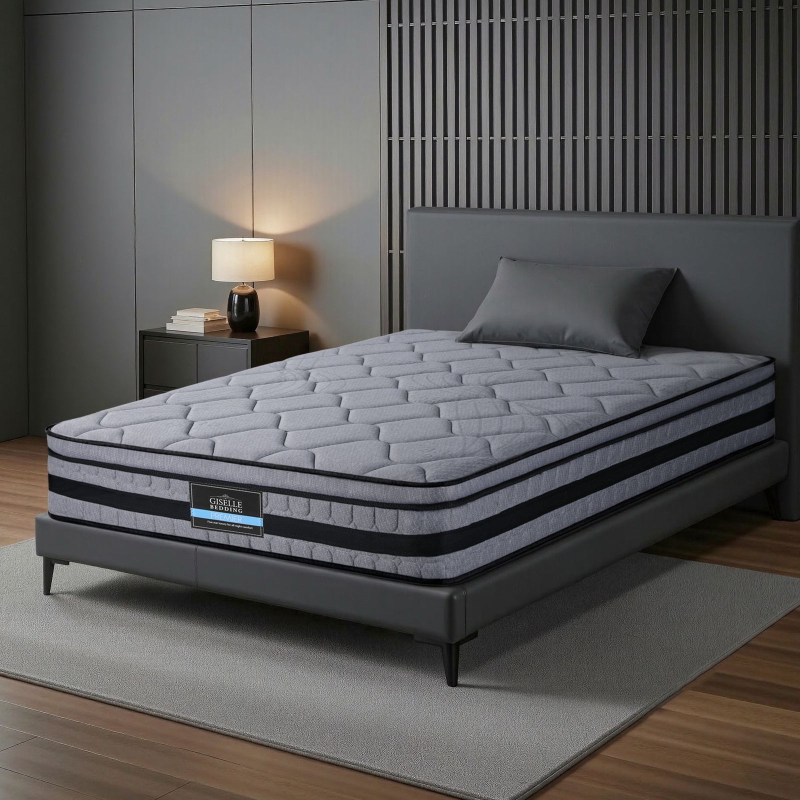 34cm Single Hybrid Mattress Pocket Spring Euro Top Bamboo Fabric Bed
