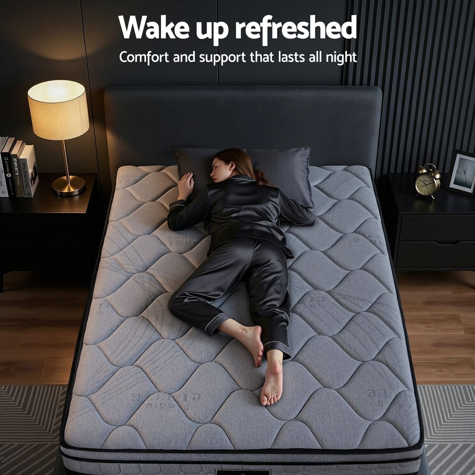 34cm Single Hybrid Mattress Pocket Spring Euro Top Bamboo Fabric Bed