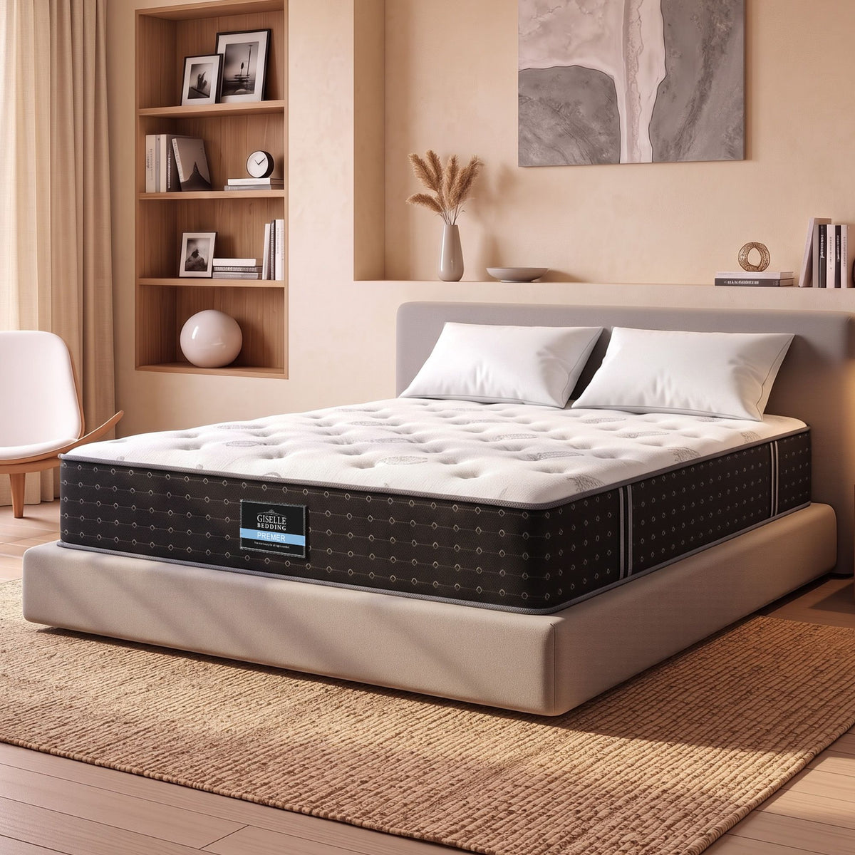 Giselle Queen Pocket Spring Mattress 35cm Reversible Gel Foam Cashmere Top Firm