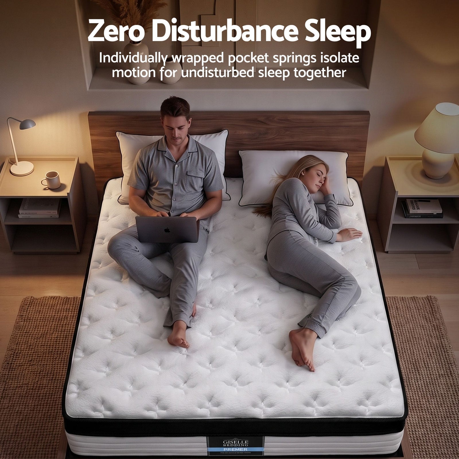 Double Euro Top Mattress 31cm Pocket Spring Medium Firm 5 Zone