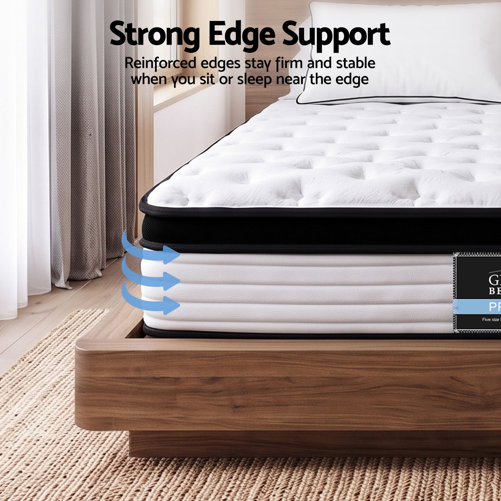 Double Euro Top Mattress 31cm Pocket Spring Medium Firm 5 Zone