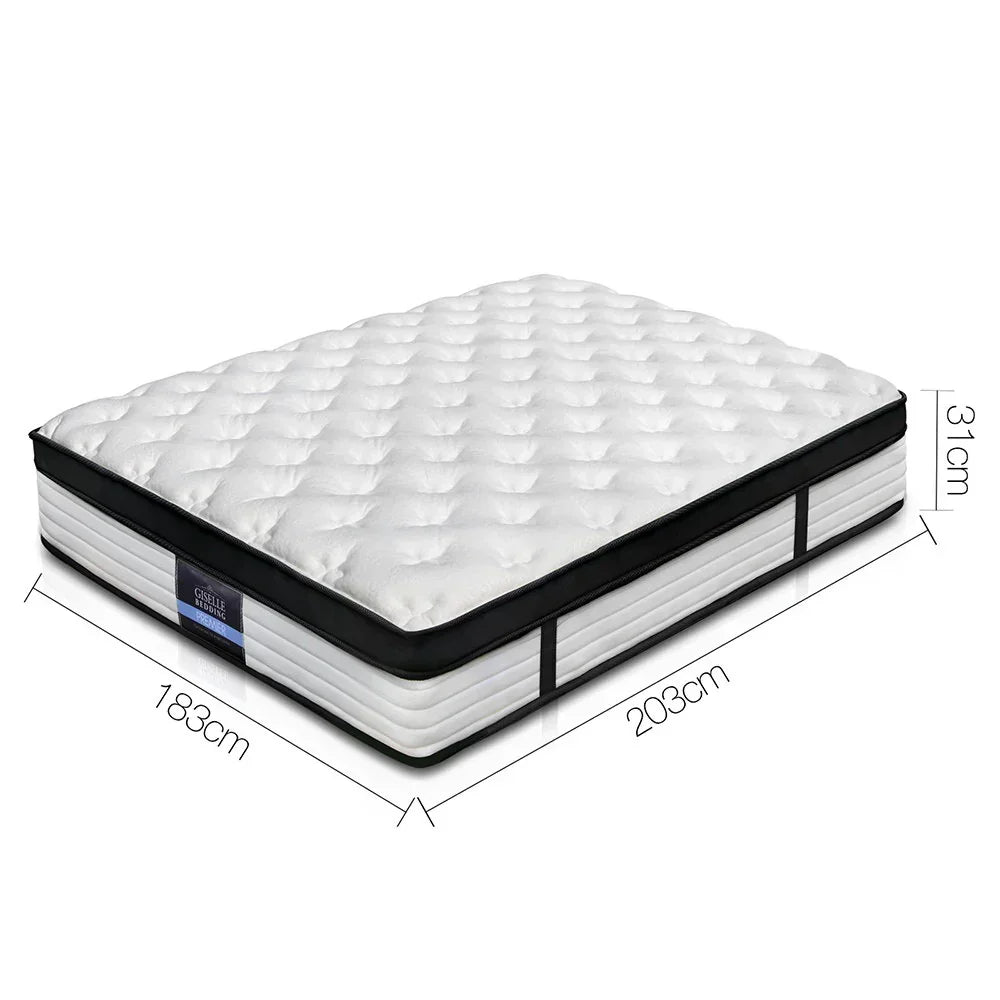 King Euro Top Mattress 31cm Pocket Spring 5 Zone Medium Firm