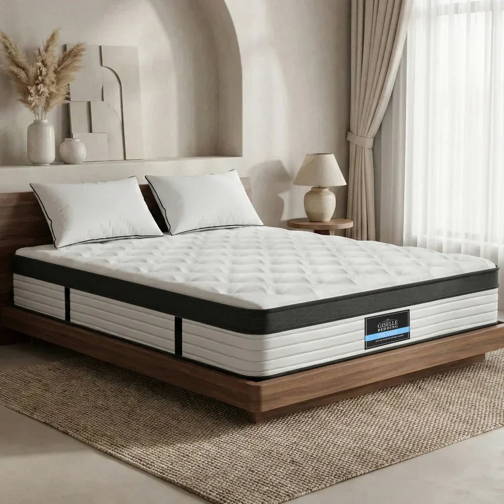Queen Euro Top Mattress 31cm Pocket Spring 5 Zone Medium Firm