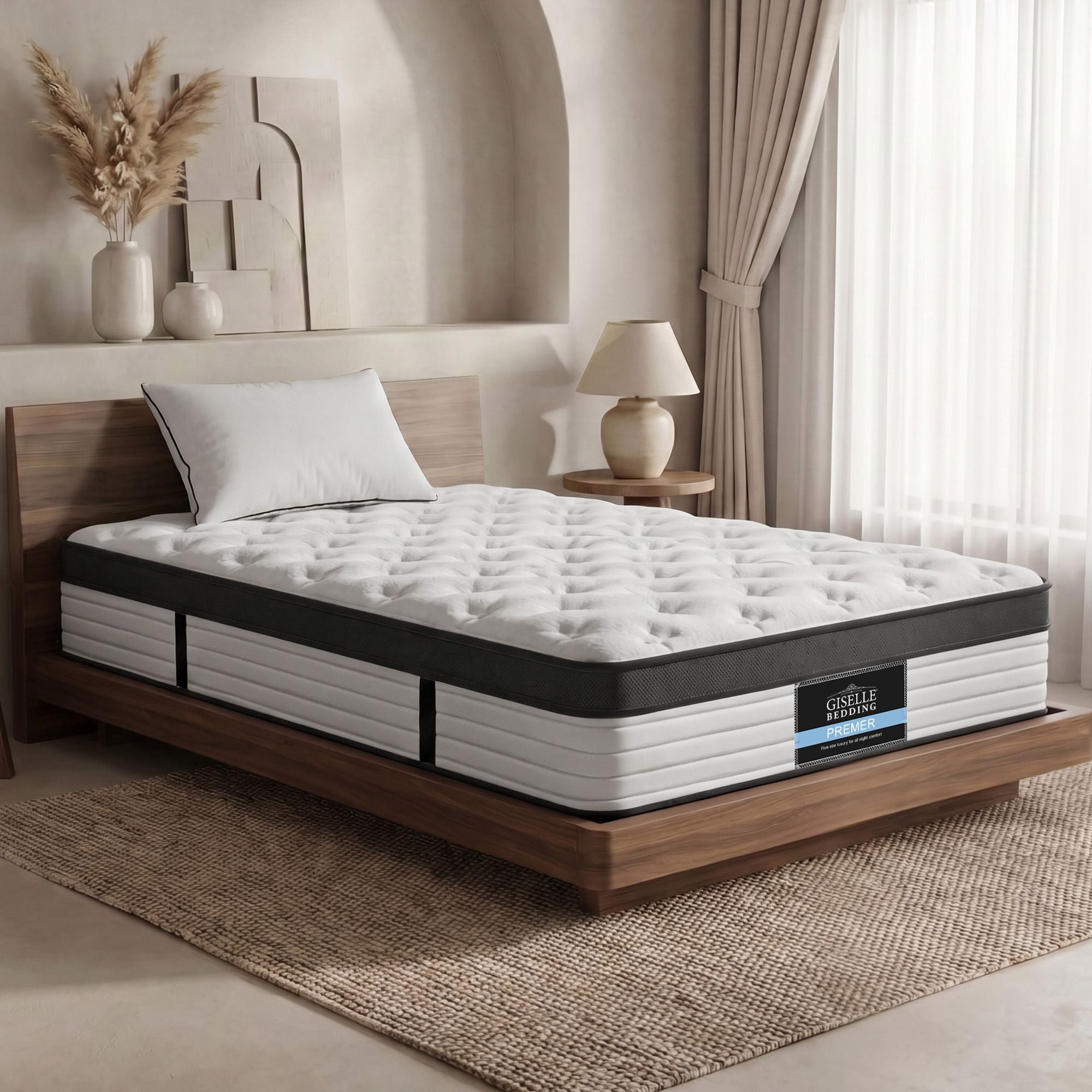 Single Euro Top Mattress 31cm Pocket Spring 5 Zone Medium Firm