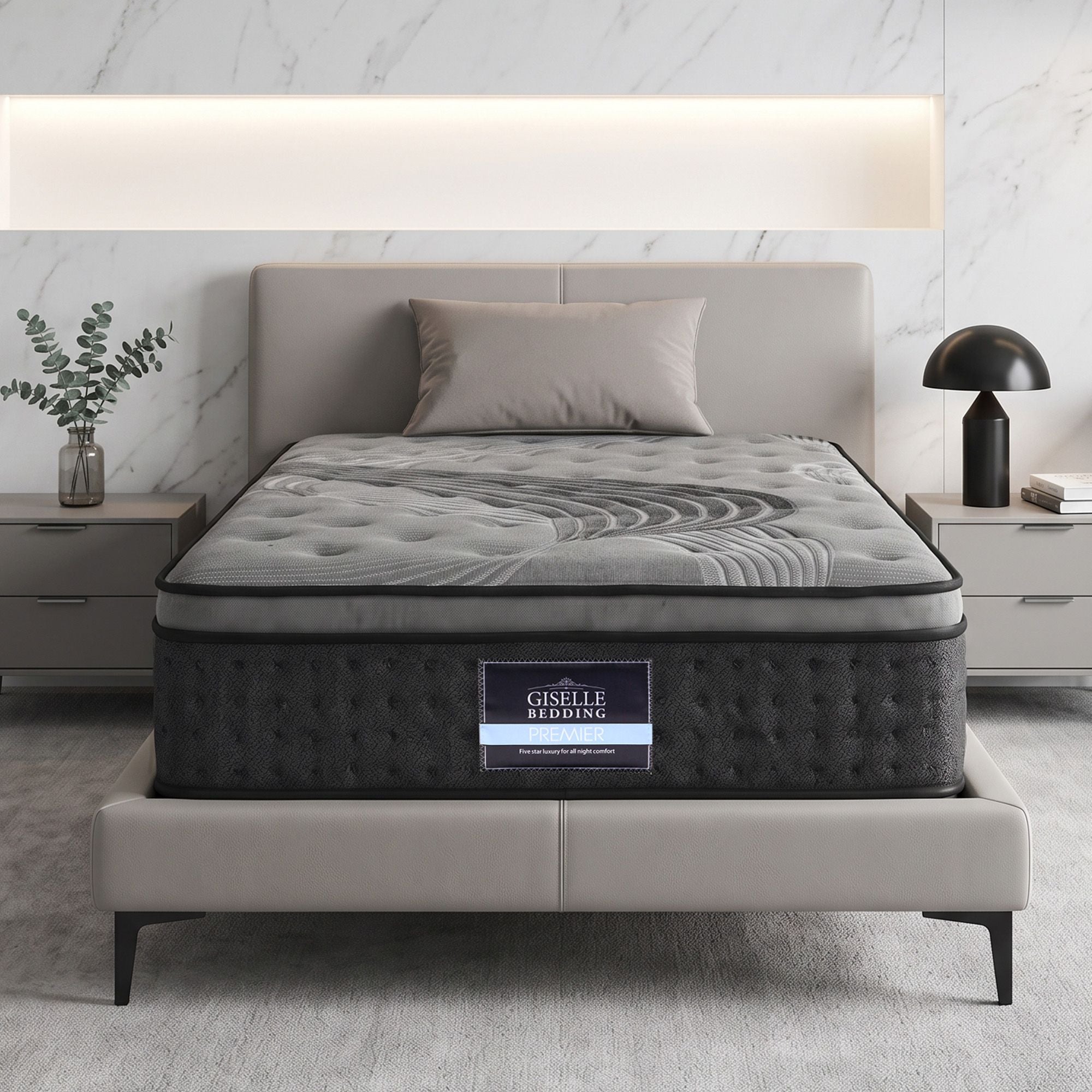 King Single Mattress 34cm Pocket Spring Euro Top Medium Firm Bamboo