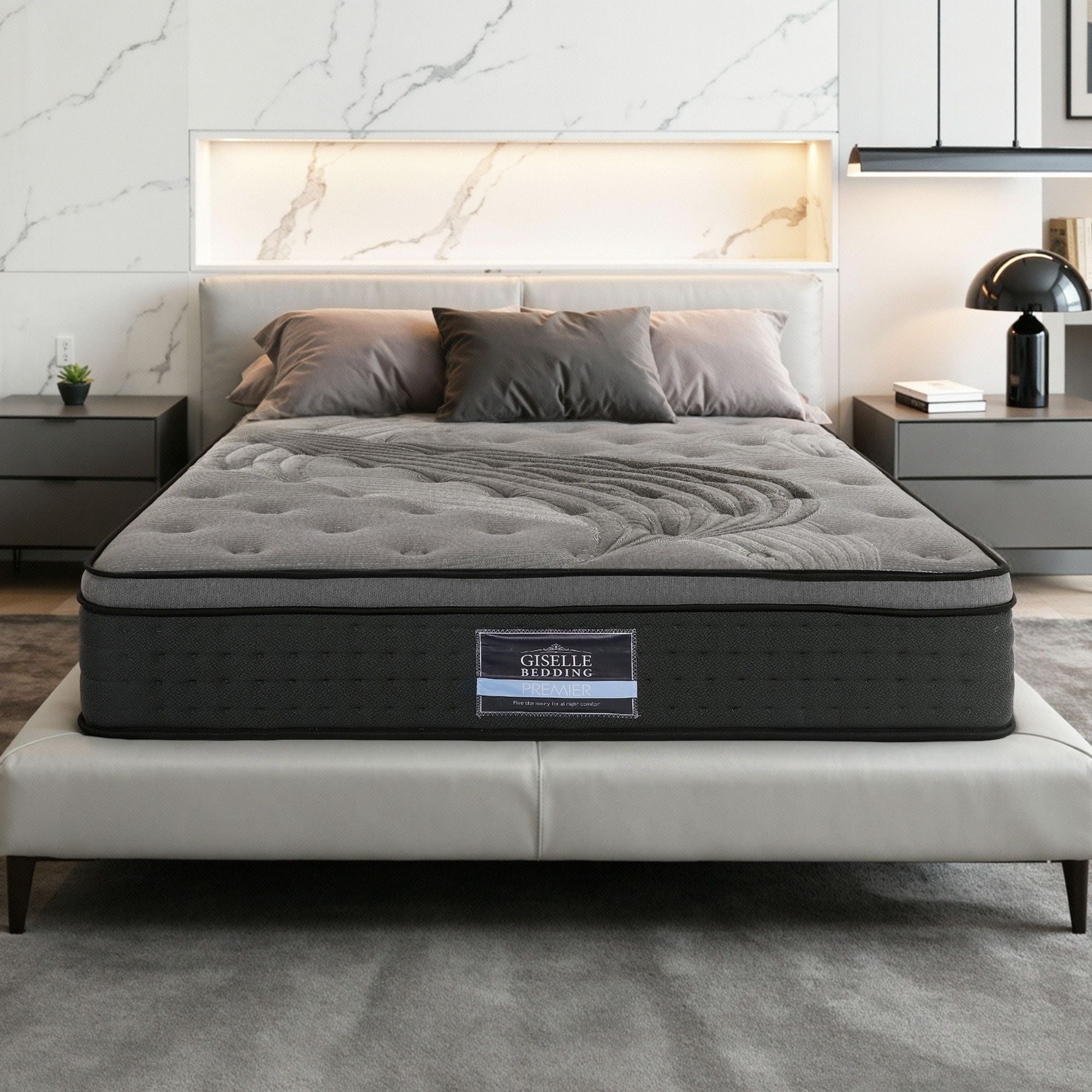 Queen Euro Top Mattress 34cm Bamboo Charcoal Pocket Spring