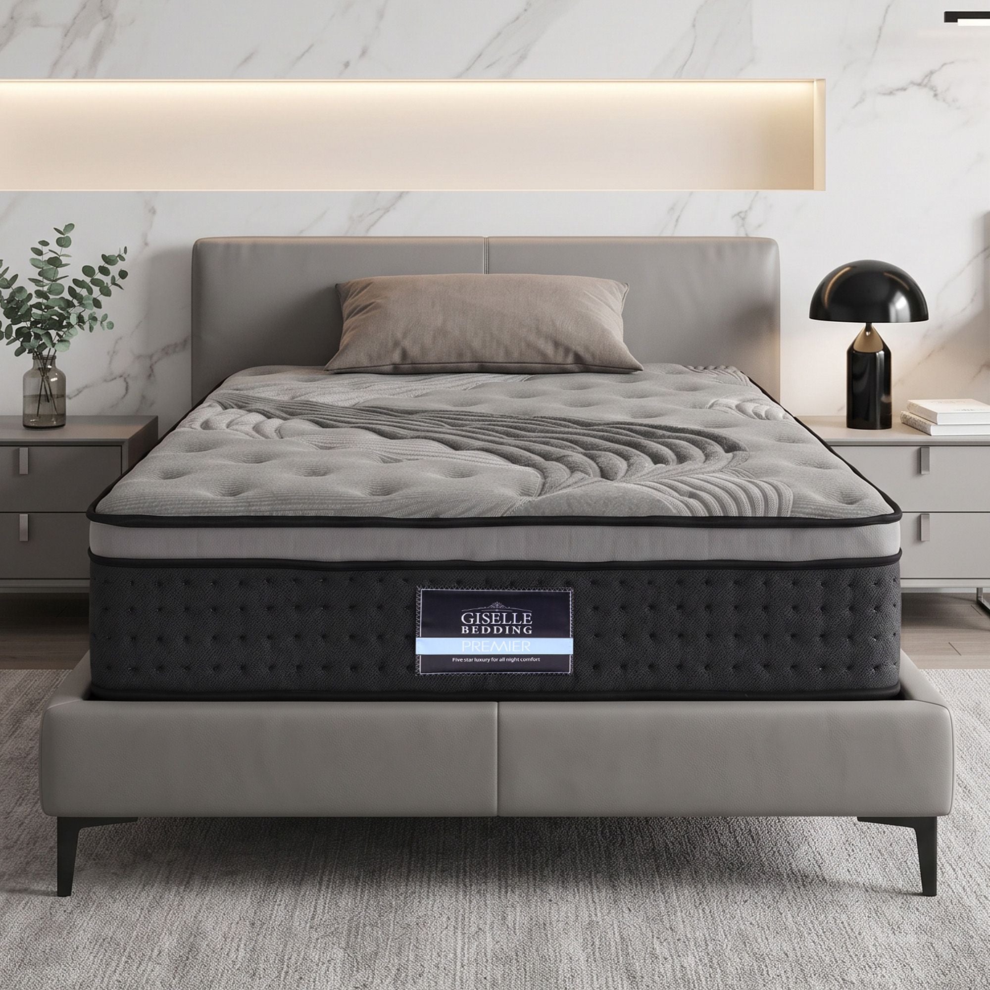 Single Euro Top Mattress 34cm Pocket Spring Medium Firm Bamboo Charcoal