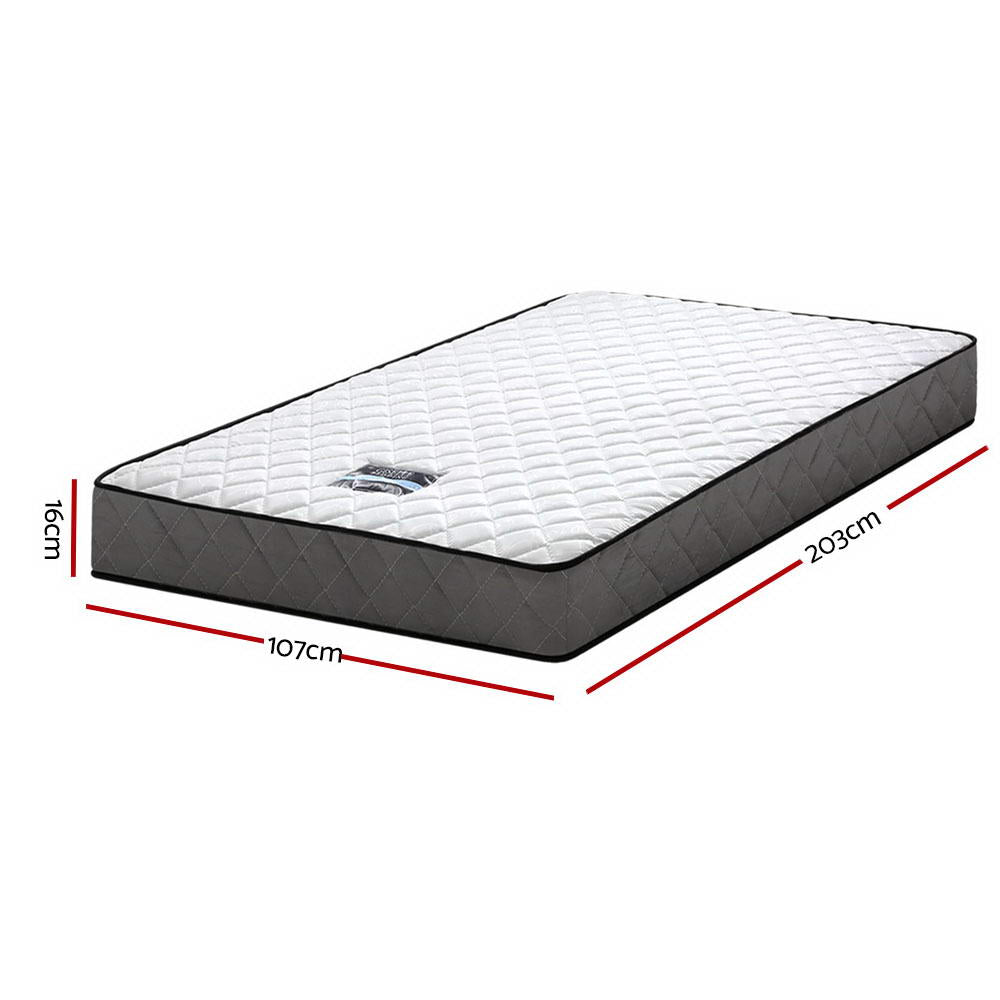 King Single Bonnell Spring Mattress 16cm Medium Firm Support Bed