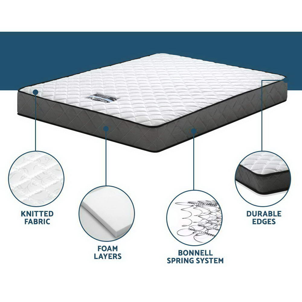 King Single Bonnell Spring Mattress 16cm Medium Firm Support Bed