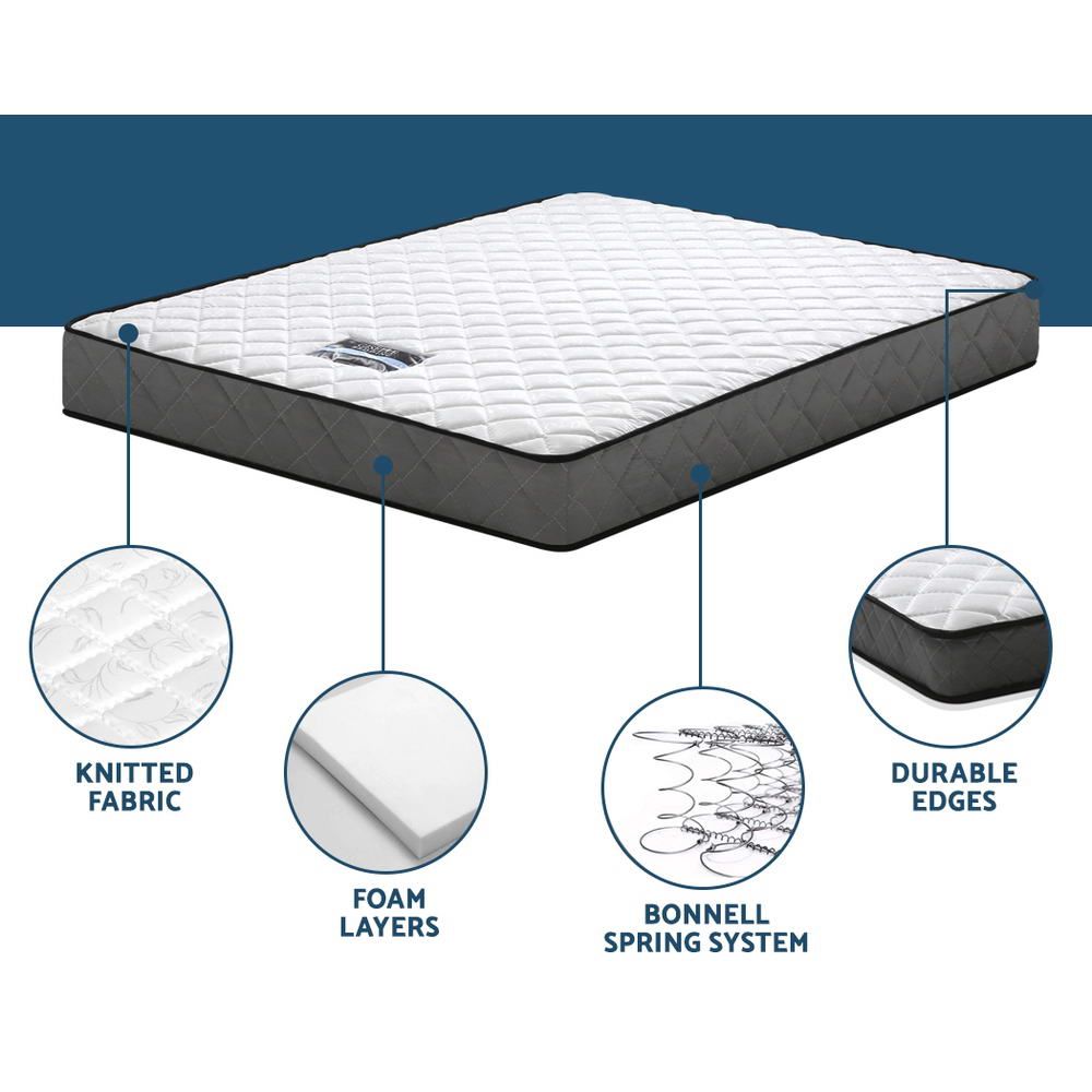 Bonnell Spring Mattress – Single, 16cm, Medium‑Firm, Quilted Top, Hypoallergenic