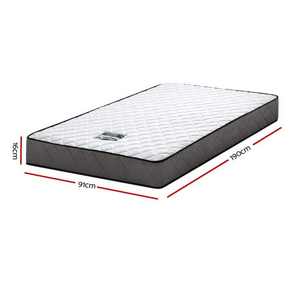 Bonnell Spring Mattress – Single, 16cm, Medium‑Firm, Quilted Top, Hypoallergenic