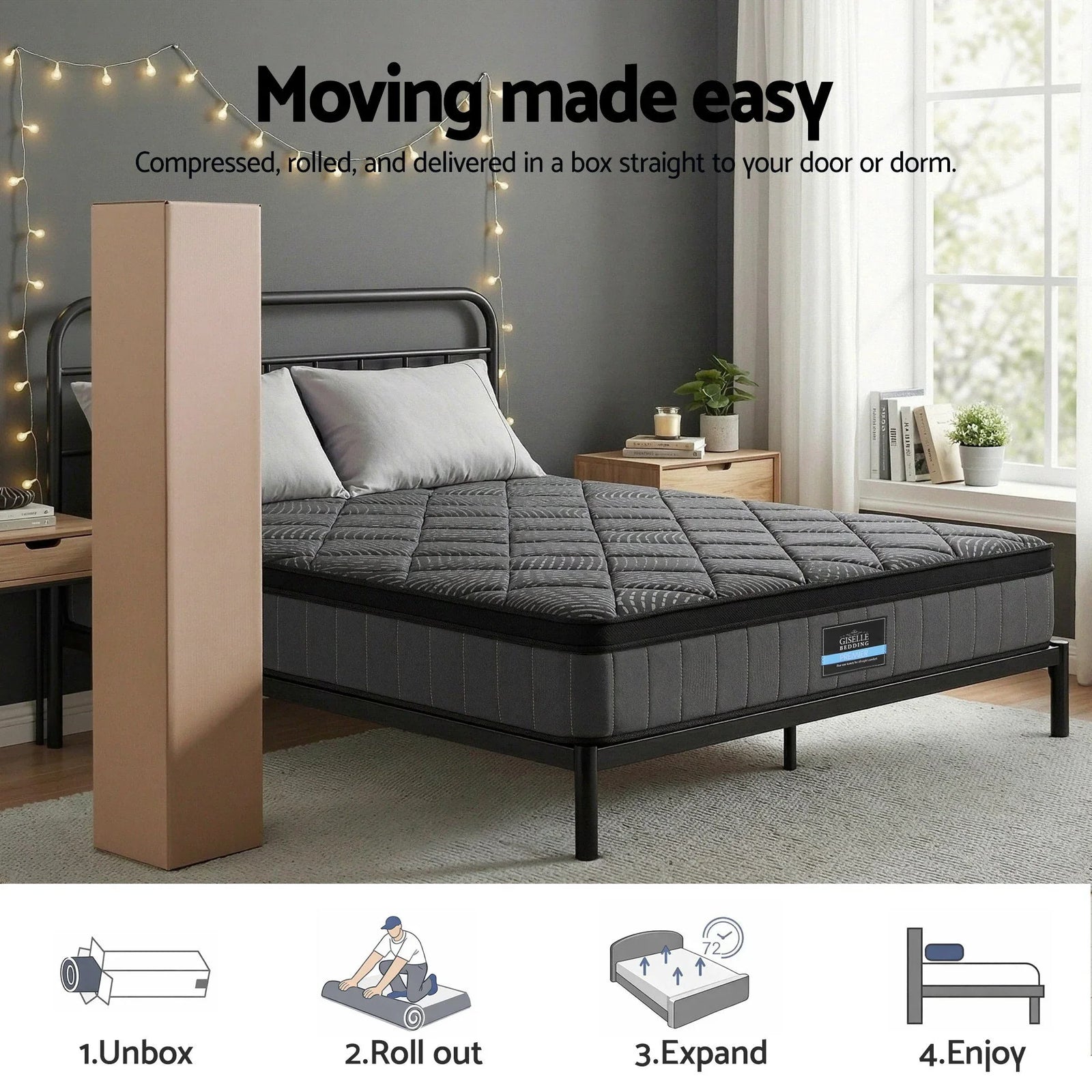 Double Mattress 25cm Pocket Spring Latex Euro Top Medium Firm Bed
