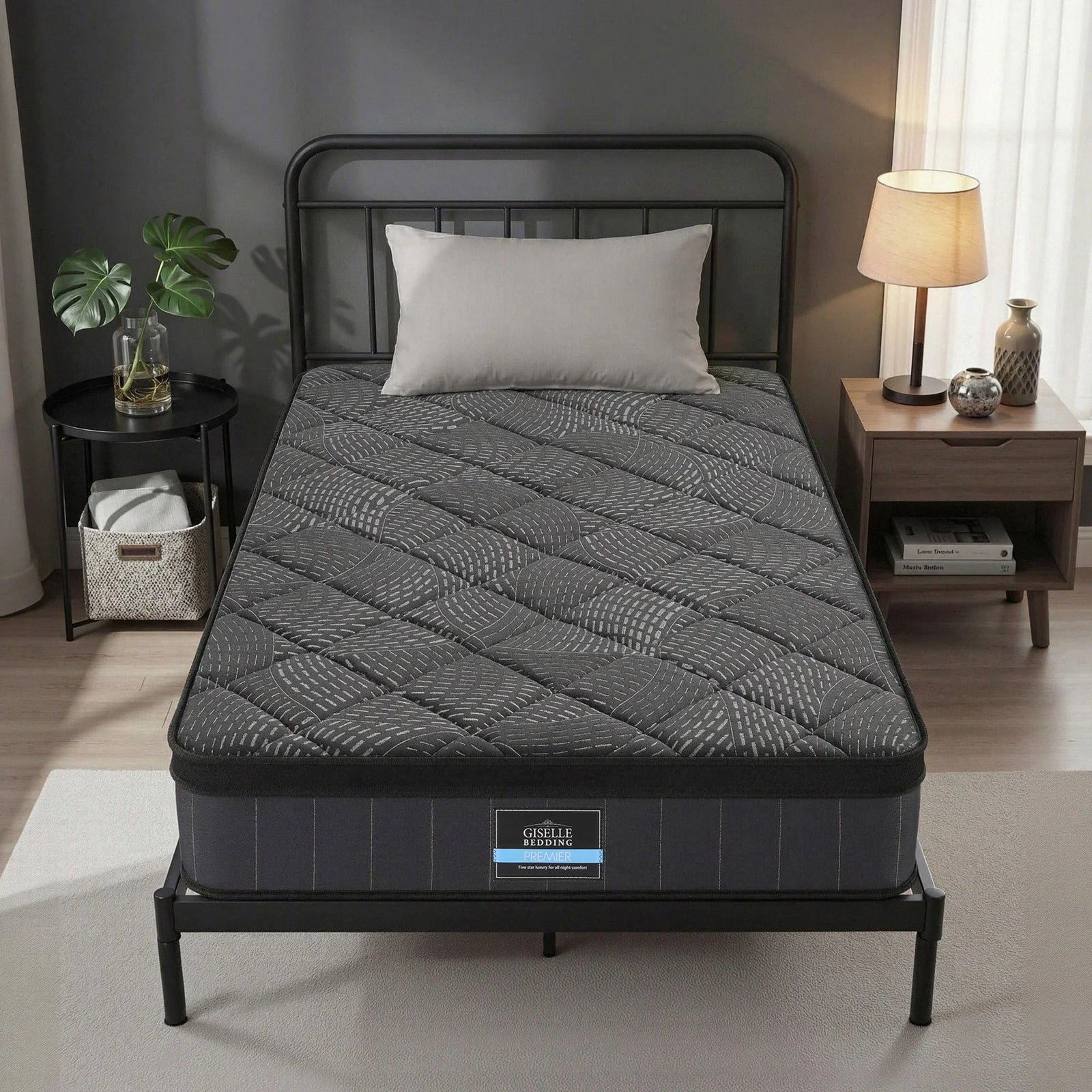 King Single Mattress 25cm Pocket Spring Latex Euro Top Medium Firm Bed